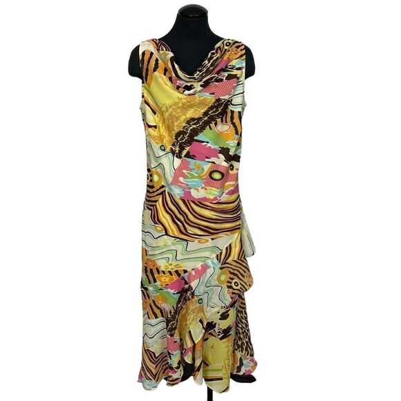 Vintage Y2K Dress-U-II Vibrant Slip Dress - Women’s 14 - Picture 1 of 6